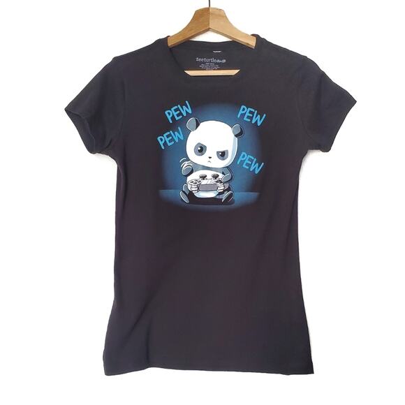 Tee Turtle | Gamer "Pew Pew" Panda Fitted Tee - Picture 1 of 4